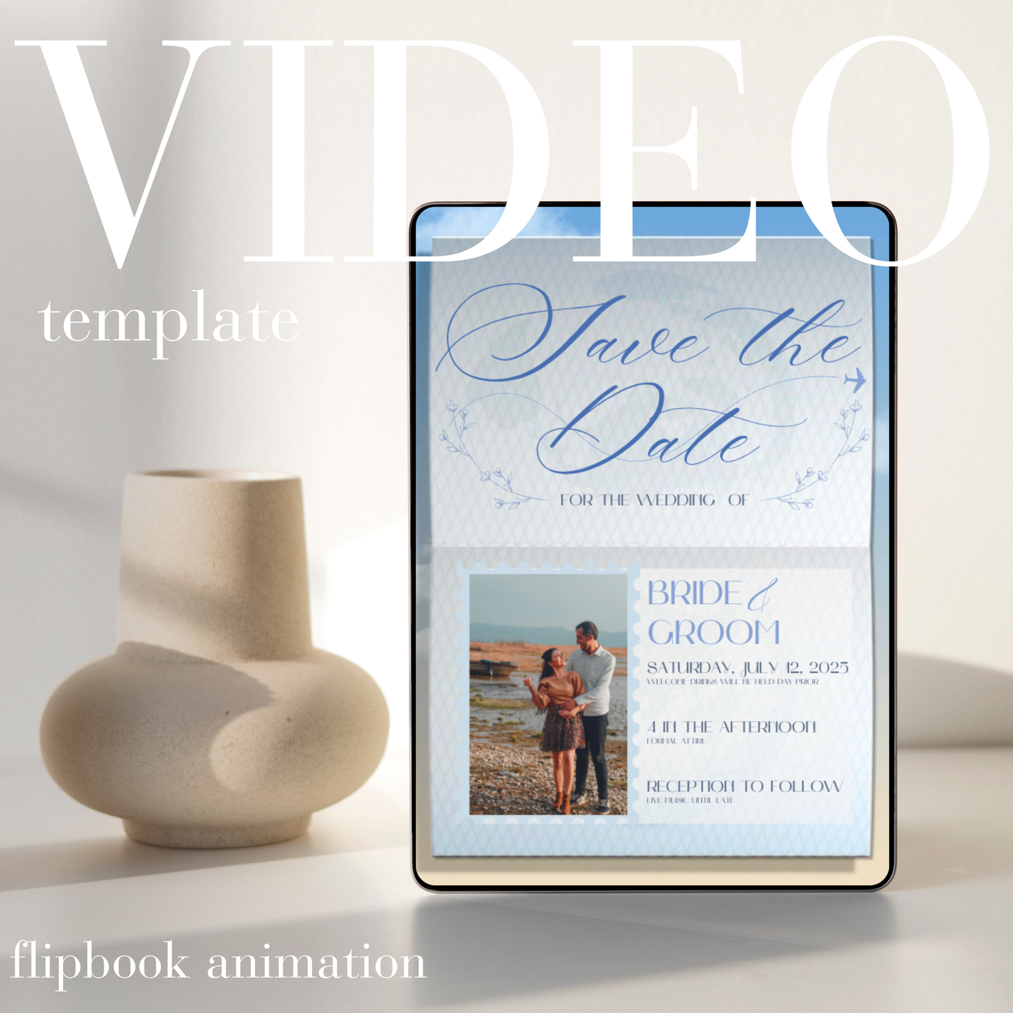 Passport Flipbook - Save The Date - Blue