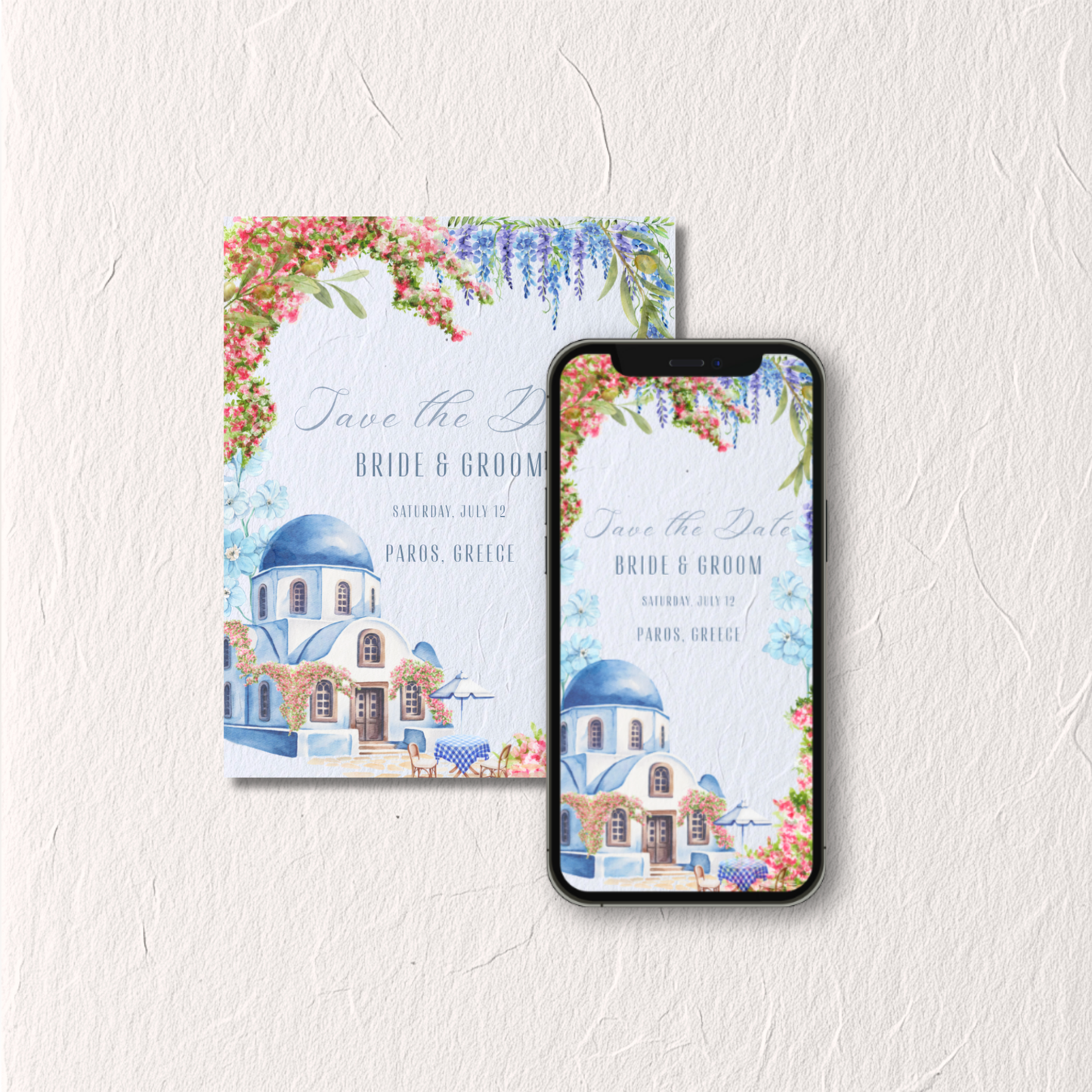 Greece Florals - Save The Date