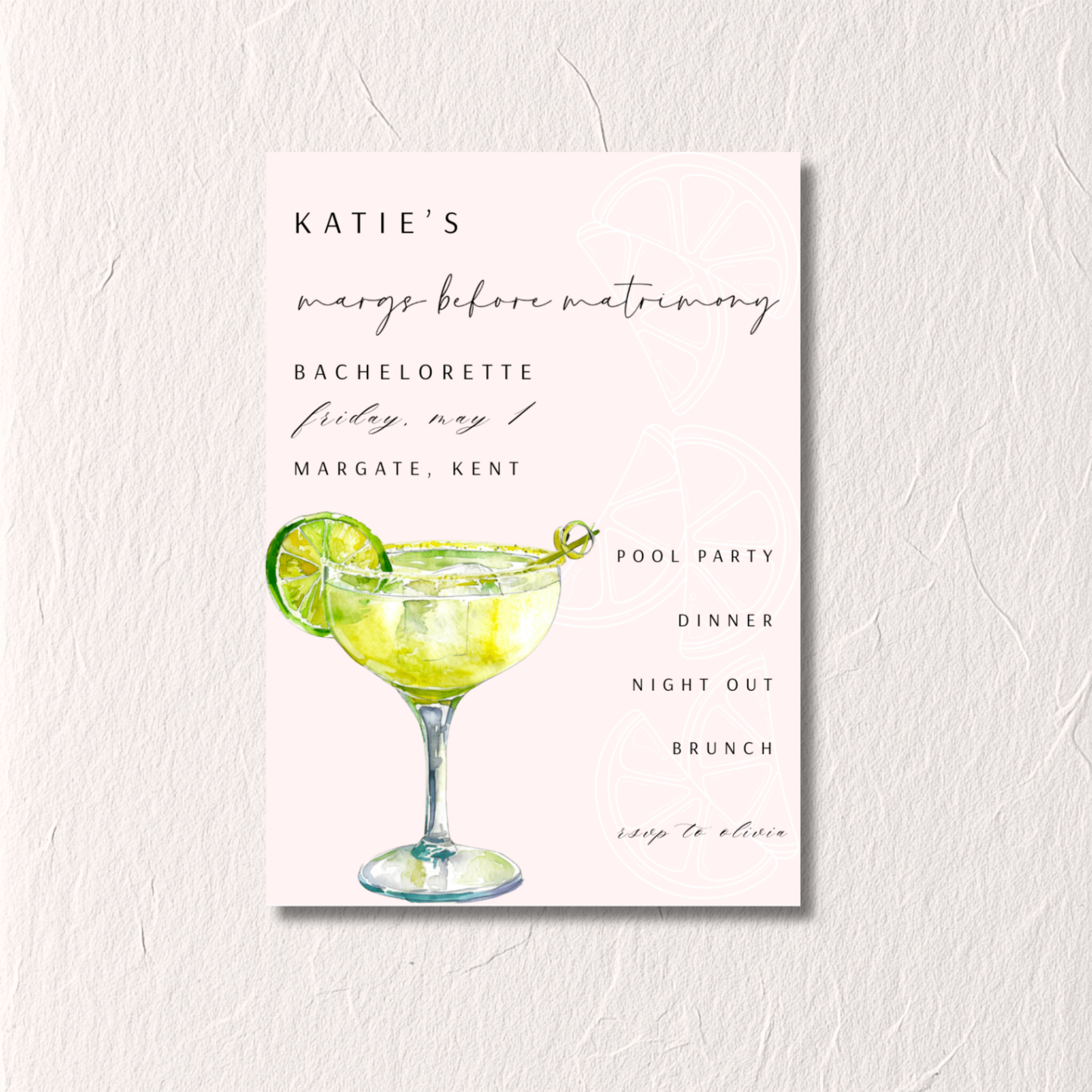 Margarita No. 3 - Bachelorette Invitation