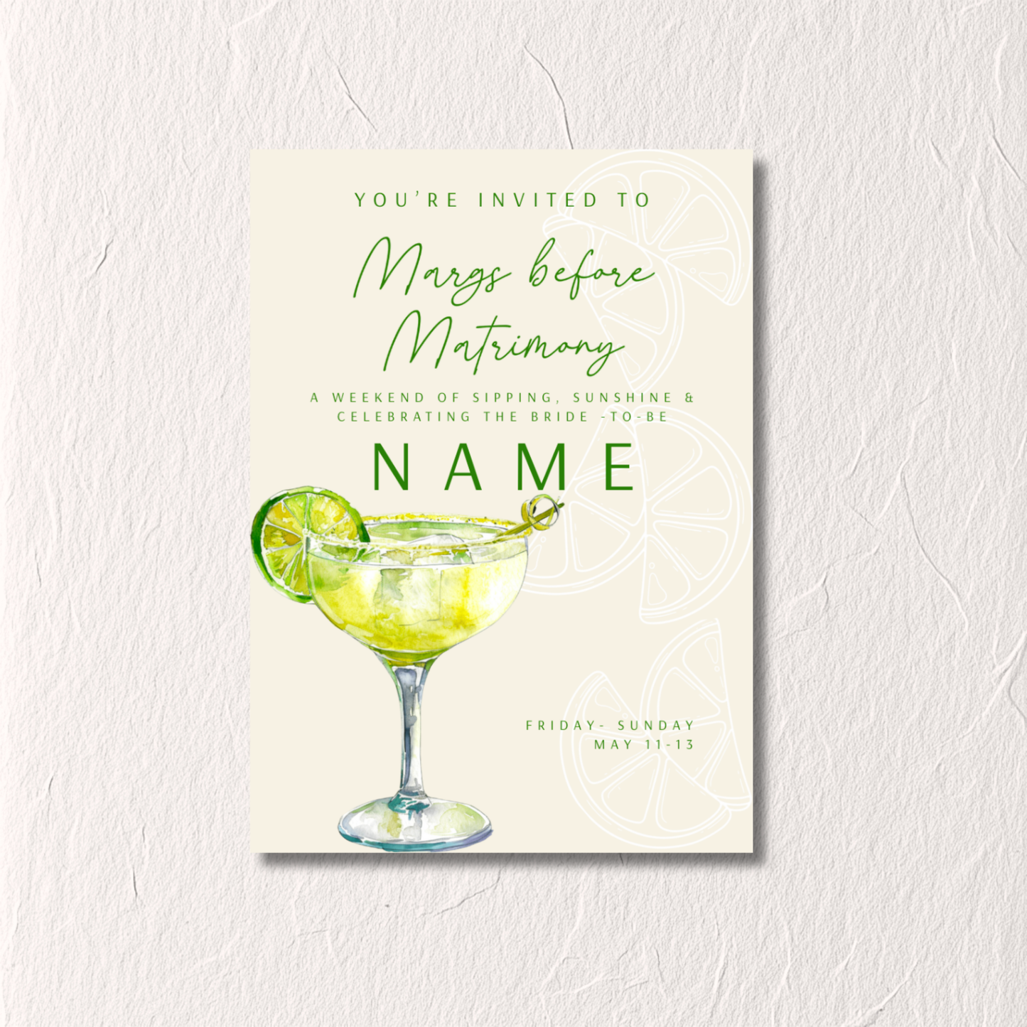 Margarita No. 5 - Bachelorette Invitation