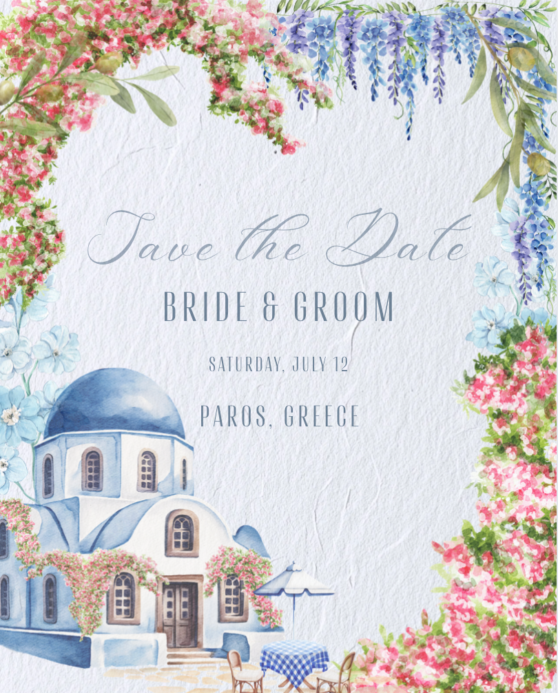 Greece Florals - Save The Date