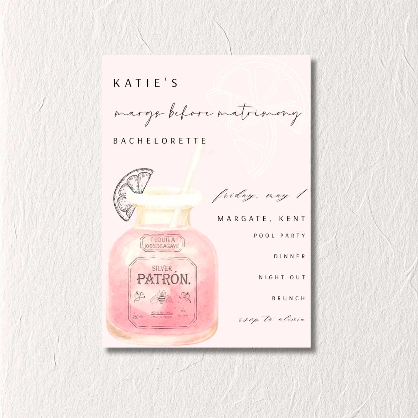 Margarita No. 1 - Bachelorette Invitation