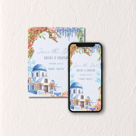 Greece Florals - Save The Date