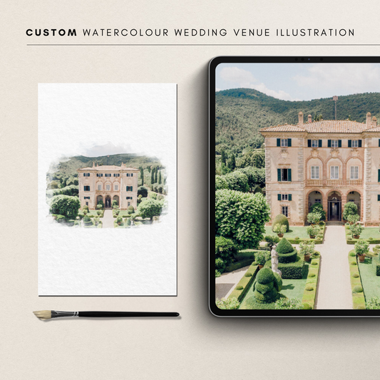 Custom Watercolour Wedding Venue Illustration