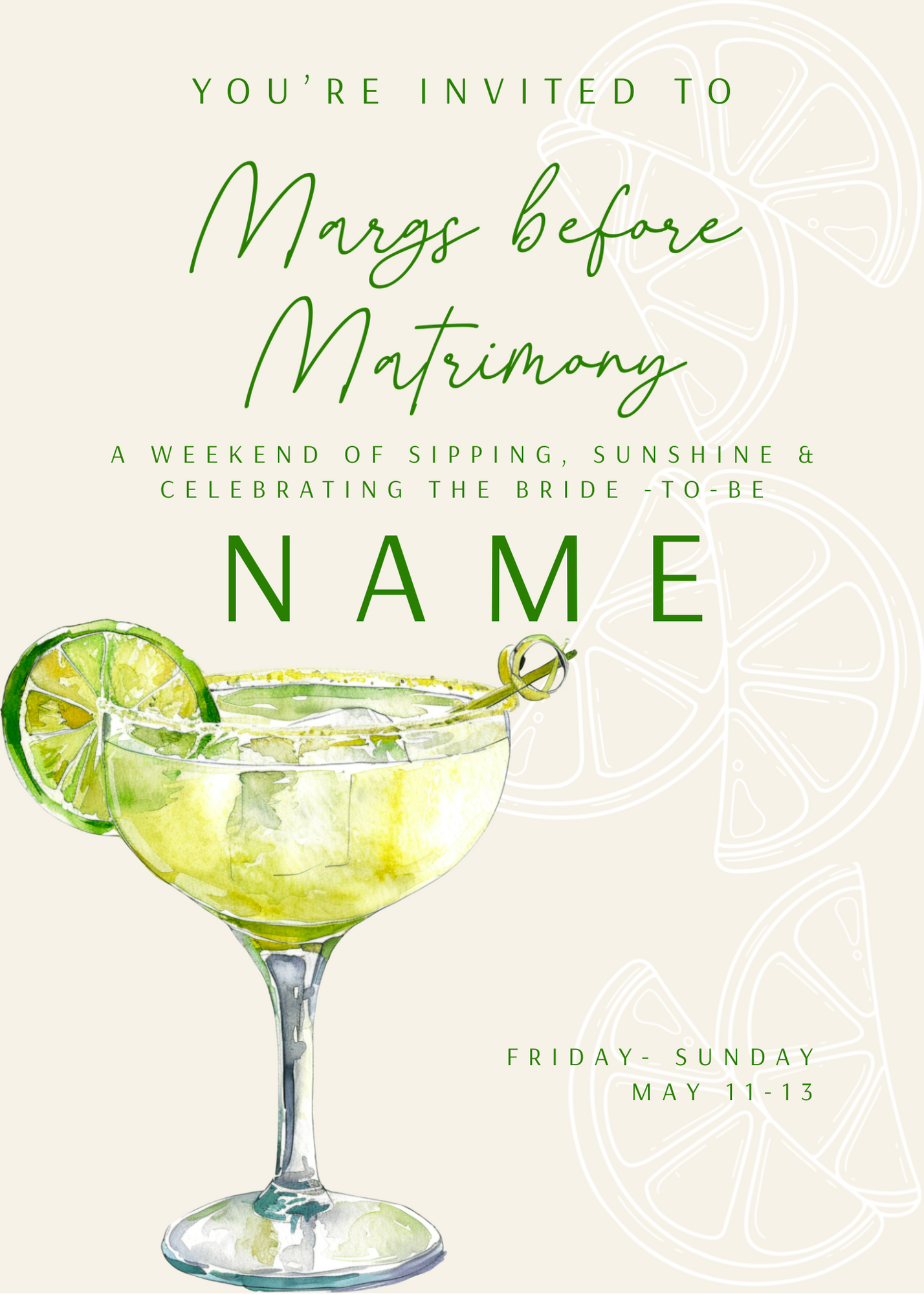 Margarita No. 5 - Bachelorette Invitation